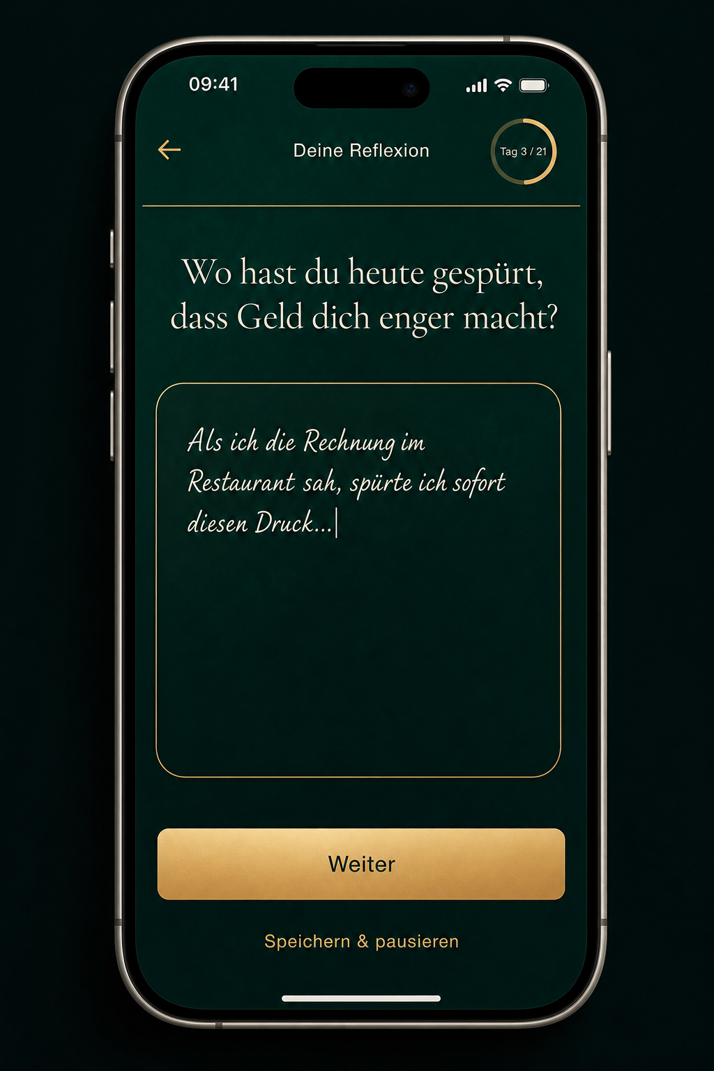 M4M App — Reflection Screen