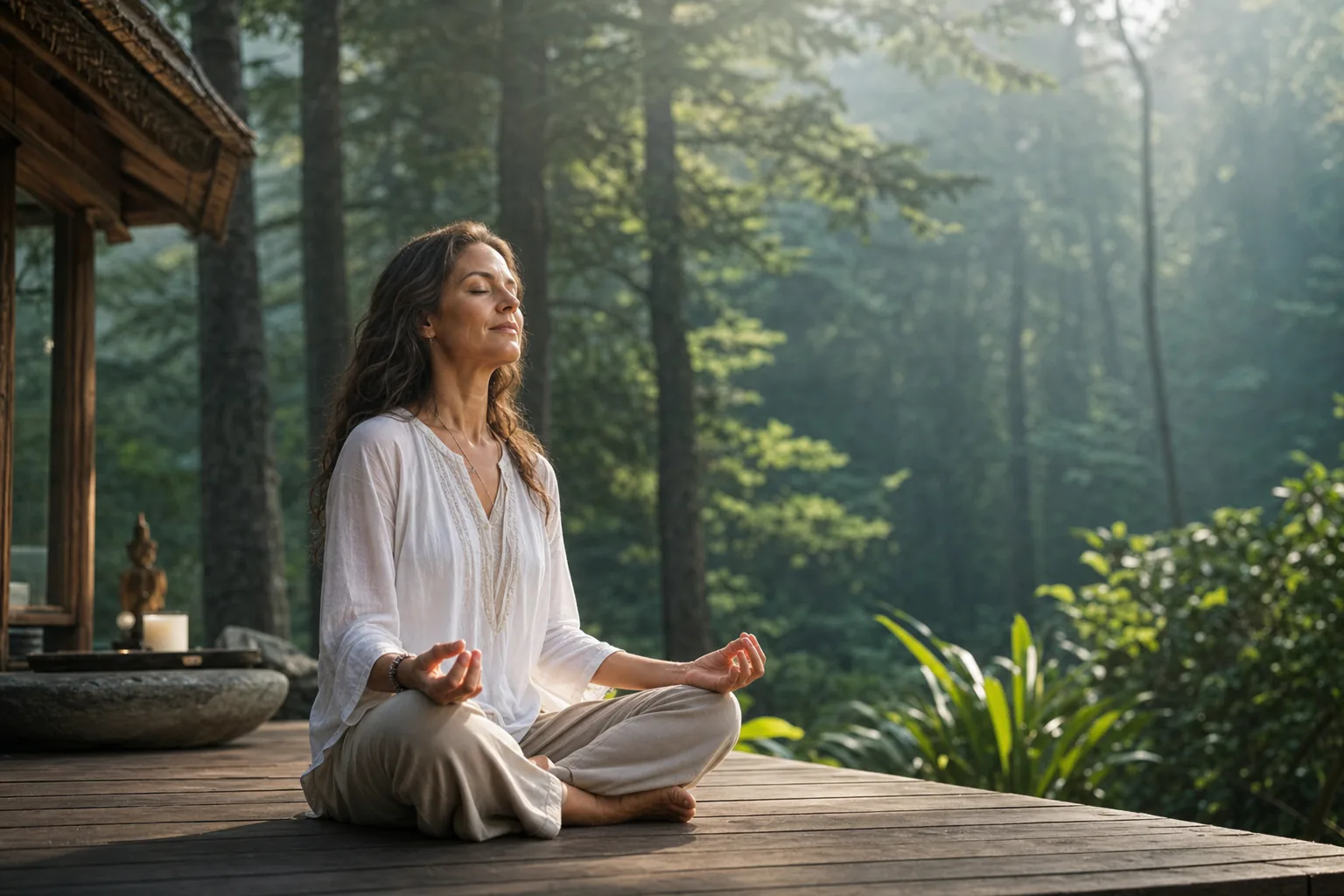 Meditation im Wald — innere Reise